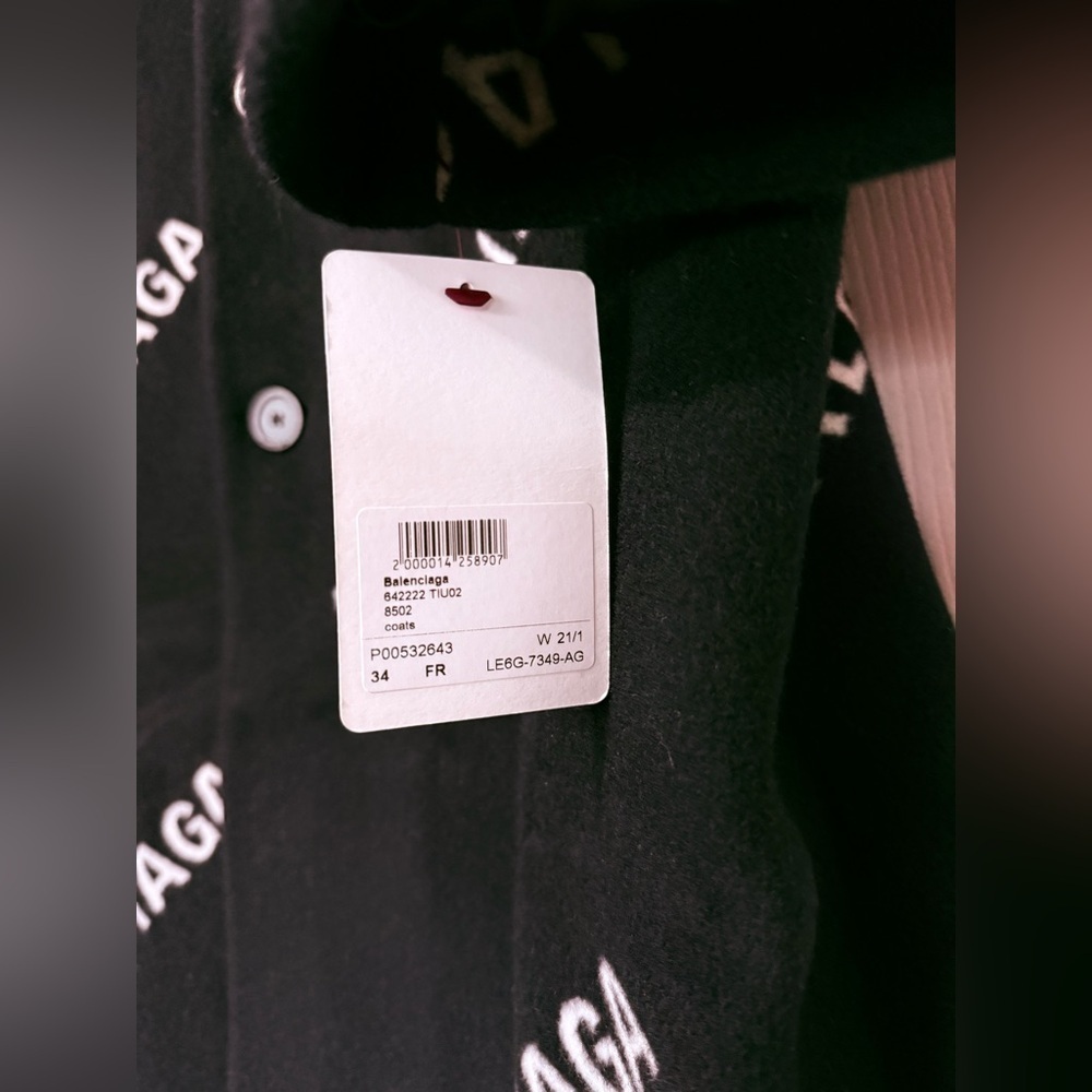 BRAND NEW Balenciaga Logo Limited Edition Jacquard Cashmere Coat New with Tags - Picture 6 of 14